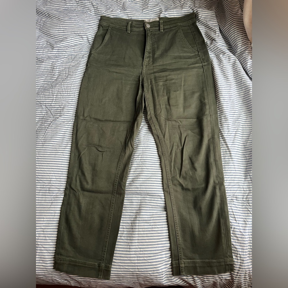 Everlane Slim Leg Crop Pant in Lunar Green